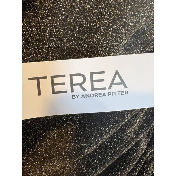 TEREA By Andrea Pitter Emiliana Gold One Shoulder Metallic Ruched Top Large NWT - Picture 11 of 13